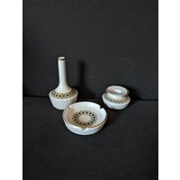 3Tlg Porzellan Set Vase Aschenbecher Kerzenständer Und Vintage von Landmum