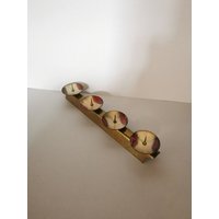 50Er Jahre Kerzenständer Mid Century Art Deco Kerzenhalter 4 Flamming Messing von Landmum