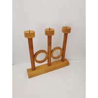 50Er Jahre Kerzenständer Mid Century Holz Danish Design Skuril Handmade Hingucker von Landmum