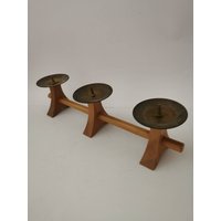50Er Jahre Kerzenständer Mid Century Holz Danish Design von Landmum