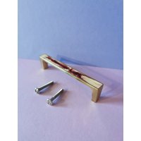 6 Stück Möbelknöpfe Möbelbau Möbelgriffe Schubladengriff Kommode Messing Poliert Midcentury Möbelbeschläge Gold von Landmum