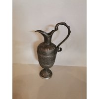 Alter 60Er Jahre Krug Kanne Zinn Zinnkanne Vase Vintage Verziert von Landmum