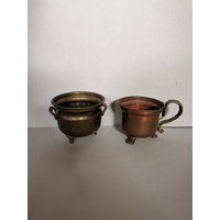 Blumentopf 2 Stück Messing Und Kupfer Vintage Löwenkopf Übertopf Pflanztopf von Landmum