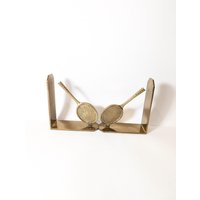 Buchstützen Tennis Messing Style Handarbeit Shabby Vintage Metall 50S Rockabilly Industrial Design von Landmum