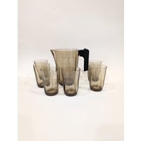 Gläser Set 50Er Jahre Rauchglas Saftgläser Karaffe France von Landmum