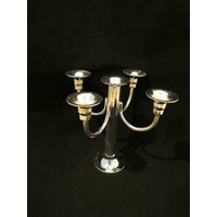 Großer Art Deco Design Patina Sks Silber Kerzenleuchter Kerzenständer Shabby Chic 26cm von Landmum