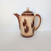 Keramik Kanne Teekanne Kaffeekanne Feuerfester Boden Braun Weiß Art Deco Bunzlau Keramik Kanne Teekanne Kaffeekanne Feuerfester Boden Braun Weiß Art Deco Bunzlau von Landmum