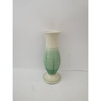 Kleine Blumenvase Vase Grün Gestreift Porzellan Handmalerei Mitterteich von Landmum