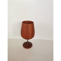 Midcentury Knabberschale Teak Kelch Glas 60Er Jahre Vintage von Landmum