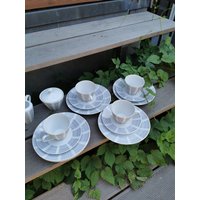 Mitterteich Ardia Bastdekor Porzellan Kaffeegedeck 4x Gedeck Teller Tasse Kaffeeservice 60Er Jahre Für 4Vpersonen von Landmum