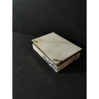 Onyx Deckeldose Stein Schatulle Kiste Vintage Schmuck Marmor Schmuckdose Esotherik von Landmum