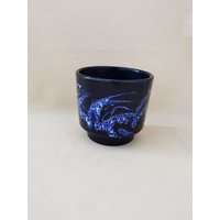 Origineller Kleiner Blauer Retro Design Übertopf Spara Blumentopf Deko Topf Keramik Retrodesign West German Pottery von Landmum