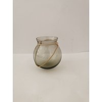 Seltene Kleine Hängevase Turmalin Glasvase Shabby Vase Vintage Rauchglas von Landmum