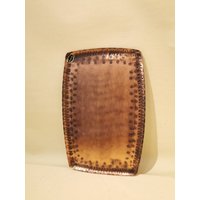 Tolles Kupfertablett Ziseliert Metall Vintage Tablett Handarbeit von Landmum