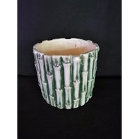 Uralter Übertopf Pflanztopf Keramik Vintage Blumentopf Bambus Design von Landmum