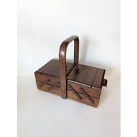 Vintage 50Er Nähkasten Aus Holz Nähekorb von Landmum