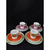 Vintage Buntes Kaffeeservice Bunt Porzellan Eschenbach 4 Personen 12Tlg Tassen Teller Kaffee Tafel Prilblume Retro 70Er von Landmum