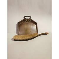 Vintage Designer Tischbesen & Schaufel 30Er Jahre Xl Messingblech Metall von Landmum