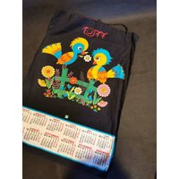 Vintage Küchenhandtuch Retro 1977 Baumwolle Geschirrtuch Handtuch Kalender Schwarz Vögel Vintage Küchenhandtuch Retro 1977 Baumwolle Geschirrtuch Handtuch Kalender Schwarz Vögel von Landmum