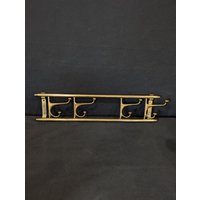 Vintage Messing Garderobe Bügel Kleiderhaken Brass 4 Klapphaken Garderobenhaken 40Er Wandgarderobe von Landmum