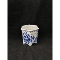 Vintage Royal Goedewaagen Delft Vase Irene Art Nouveau Keramiktopf Blau Topf Blumentopf Handbemalt von Landmum