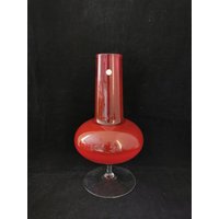 Vintage Vase 70Er Glasvase Shabby Rot Glas Pop Art von Landmum