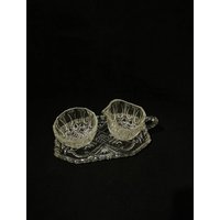 Vintage Zuckerdose Und Milchkännchen Kristall Shabby Glas von Landmum