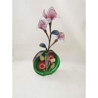 Walther Kristall Glas Blockvase Orchideenvase Solifleur Zweigvase Space Age von Landmum