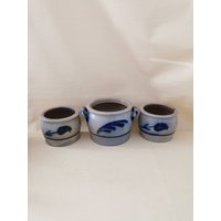 Westerwälder Salzlasur Blumentopf Übertopf 3x Topf Keramik Vintage Set von Landmum