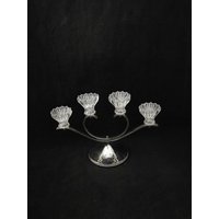 Zauberhafter Art Deco Glas Kerzenleuchter Kerzenständer Shabby Chic 4 Armig Aus Und Metall Zauberhafter Art Deco Glas Kerzenleuchter Kerzenständer Shabby Chic 4 Armig Aus Und Metall von Landmum