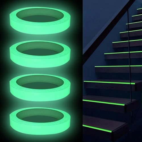 Landrain 4 Rollen Fluoreszierendes Klebeband, 5 M X 10 Mm Leuchtband Selbstklebend, Wasserdicht Leuchtklebeband von Landrain