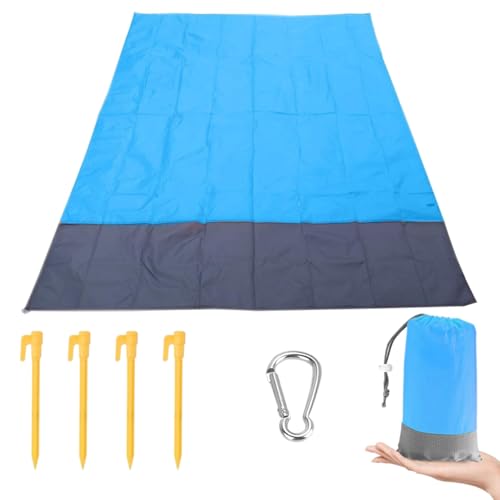 Landrain Stranddecke Sandfrei mit 4 Befestigung Ecken, Karabiner, Tragebeutel, Mini Picknickdecke, Strandmatte Klein(145 X 200 cm) von Landrain