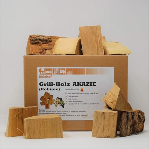 BBQ Grillholz Akazie 8Kg - von Landree® - die (saubere) Alternative zu Kohle oder Briketts - direkt vom Holzhof aus Schleswig-Holstein von Landree