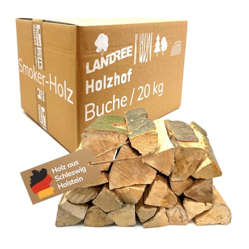 BUCHE Smokerholz 20 kg (!) von Landree® 100% natürliches Räucherholz für Smoker und große Kugelgrills, sauber, trocken von Landree