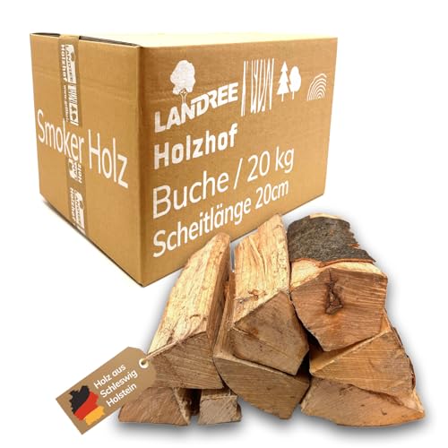 BUCHE Smokerholz 20 kg (!) von Landree® 100% natürliches Räucherholz für Smoker und große Kugelgrills, sauber, trocken von Landree