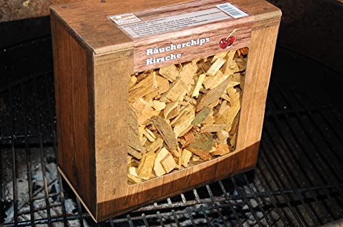 Landree Räucherchips Kirsche Box 3 Liter – Aromatische Wood Chips für Grill Smoker BBQ, 100% Natürlich, Qualitätsgeprüft direkt vom Holzhof von Landree