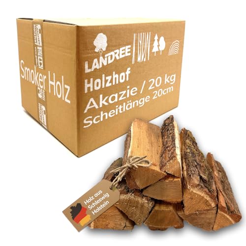 Landree® AKAZIE Smokerholz 20Kg BBQ- Grillholz Räucherholz Smoker Wood für Smoker und große Kugelgrills ökologisch sauber sicher trocken von Landree