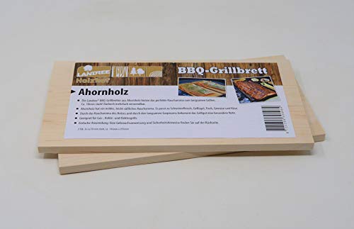 Landree® BBQ Ahorn Grillbrett Räucherbrett Planks Set 2Stk mehrfach verwendbar (!) (Ahorn) von Landree