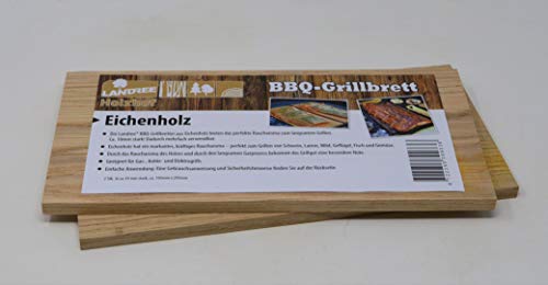 Landree® BBQ Eiche Grillbrett Räucherbrett Planks Set 2Stk mehrfach verwendbar (!) (Eiche) von Landree