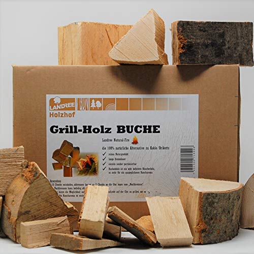 Landree® BBQ Grillholz Buche 3,5KG – die (saubere) Alternative zu Holzkohle oder Grillbriketts - sicher - ökologisch – aromaintensiv vom Holzhof aus Schleswig-Holstein von Landree