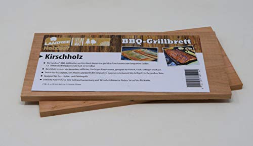 Landree® BBQ Kirsche Grillbrett Räucherbrett Planks Set 2Stk auch zum Servieren (mehrfach verwendbar!) (Kirsche) von Landree