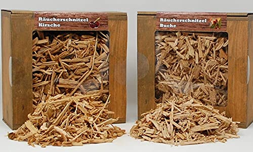 Landree® Starter Set Smokers-Friend 2X je 3 L Wood Cuttings Kirsche, Buche Räucherschnitzel direkt vom BBQ-Holzhof aus Schleswig-Holstein von Landree