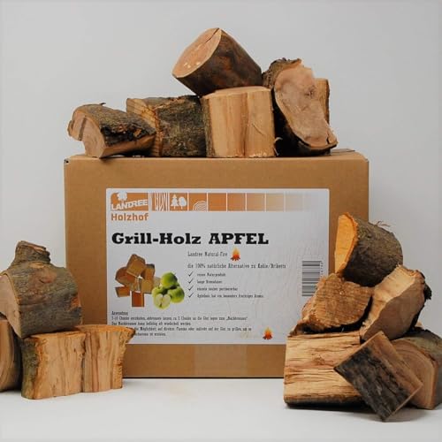Grillholz Apfel 8Kg - von Landree® - die (saubere) Alternative zu Kohle oder Briketts - direkt vom Holzhof aus Schleswig-Holstein von Landree