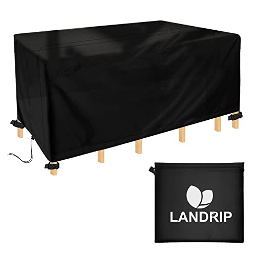 Landrip Abdeckung für Gartenmöbel, Abdeckplane Wasserdicht, 420D Oxford Schutzhülle für GartenTisch, Rechteckig Abdeckung für Gartenmöbel Winterfest -213x135x74cm von Landrip