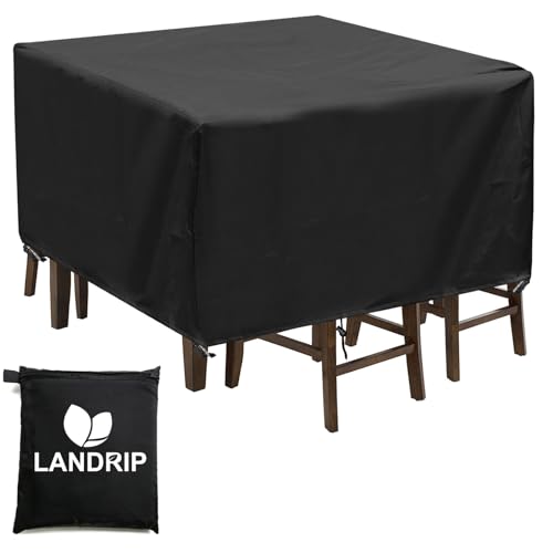 Landrip Gartenmöbel Abdeckung, 420D Oxford Quadratisch Schutzhülle für GartenTisch Wasserdicht, Winterfest Quadratisch Tischabdeckung, 150 x 150 x 70 cm von Landrip