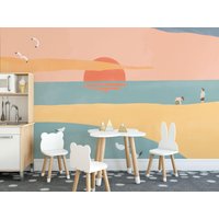 Abnehmbares Vinyl Wandbild Des Aquarell Sonnenuntergangs/Schälen Und Aufkleben Muster Tapete - Peel & Stick Oder Nicht Geklebt von LandscapeWalls