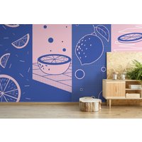 Abstraktes Citrus Abnehmbares Vinyl Wandbild/Peel & Stick Abstrakte Tapete Foto von LandscapeWalls