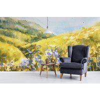 Aquarell Landschaft Abnehmbares Vinyl Wandbild/Peel & Stick Berge Tapete Foto von LandscapeWalls