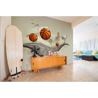 Basketball Entfernbares Vinyl Wandbild/Schälen Und Kleben Muster Tapete - Oder Nicht Eingefügt Druck von LandscapeWalls