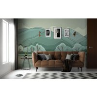 Berge Sonnenaufgang Abnehmbares Vinyl Wandbild/Peel & Stick Sunrise Wallpaper Foto von LandscapeWalls